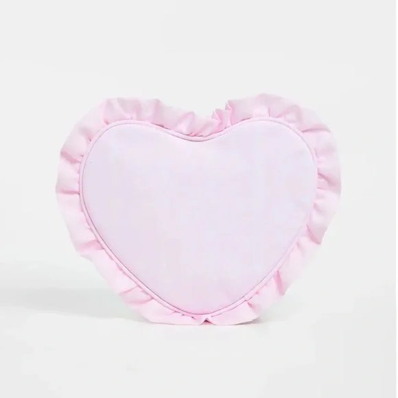 NWT Stoney Clover Lane High Tea Printed Ruffle Heart Pouch - Picture 2 of 5